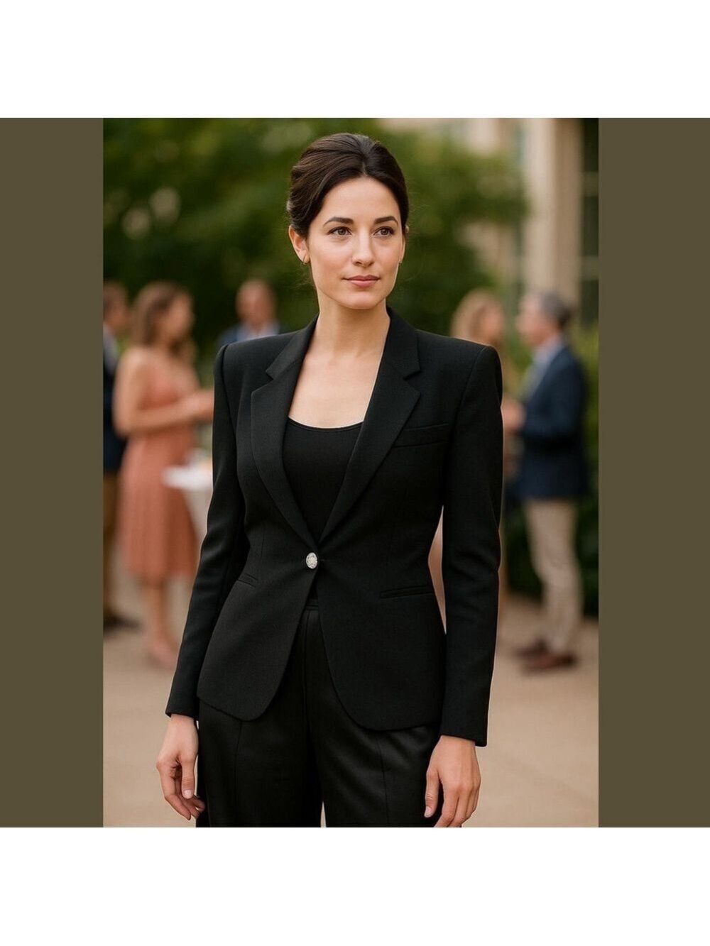 80s ANNE KLEIN CREPE WOOL BLACK BLAZER RAGLAN SLEEVES & RHINESTONE BUTTON SZ 10 - Picture 1 of 8